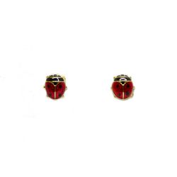 Brinco Joaninha Esmaltada em Ouro 18 Kilates � 25285